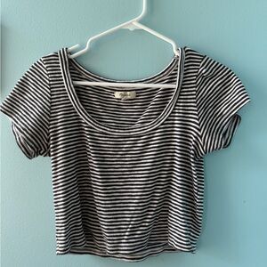 Madewell Black and White Striped Crop Top